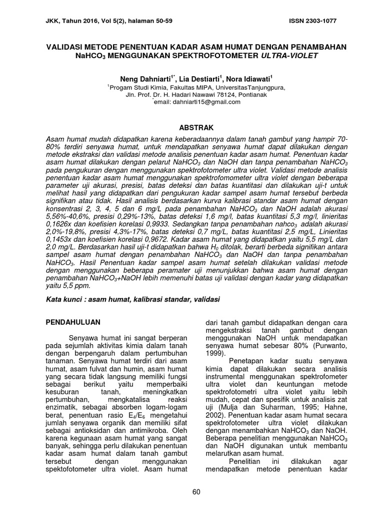 Validasi Metode Penurunan Awk Humat Pdf