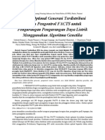 Alokasi Optimal Generasi Terdistribusi Dengan Pengontrol FACTS Untuk Pengurangan Pengurangan Daya Listrik Menggunakan Algoritma Genetika