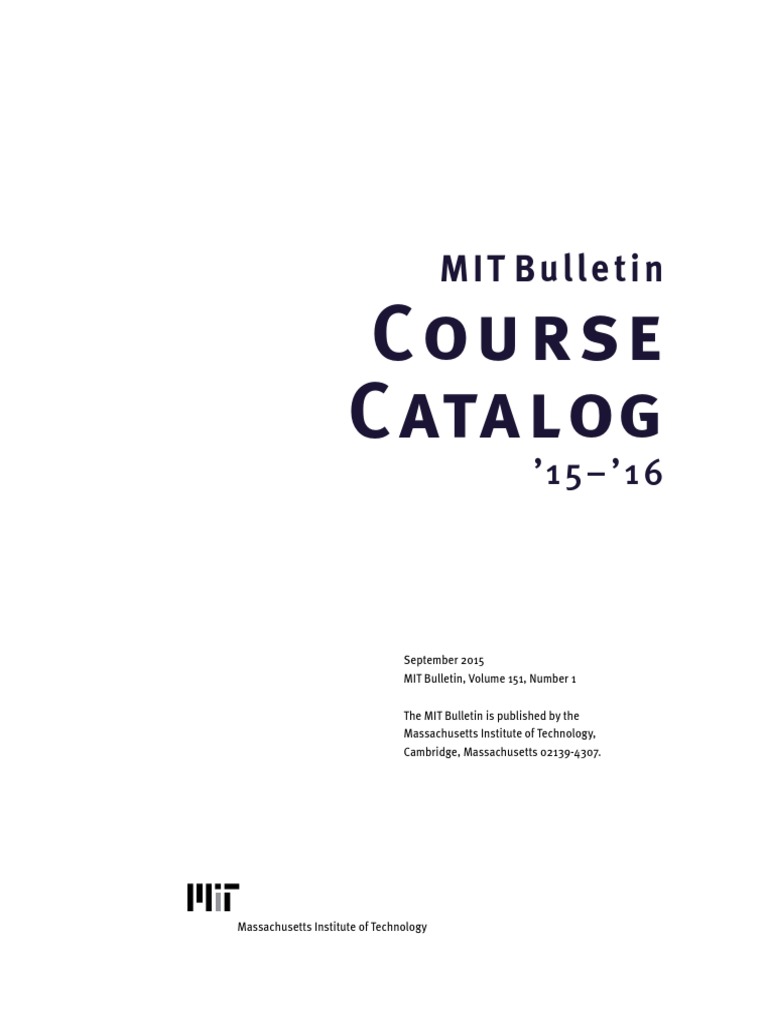 Catalog1516 A | Massachusetts Institute Of Technology ... - 