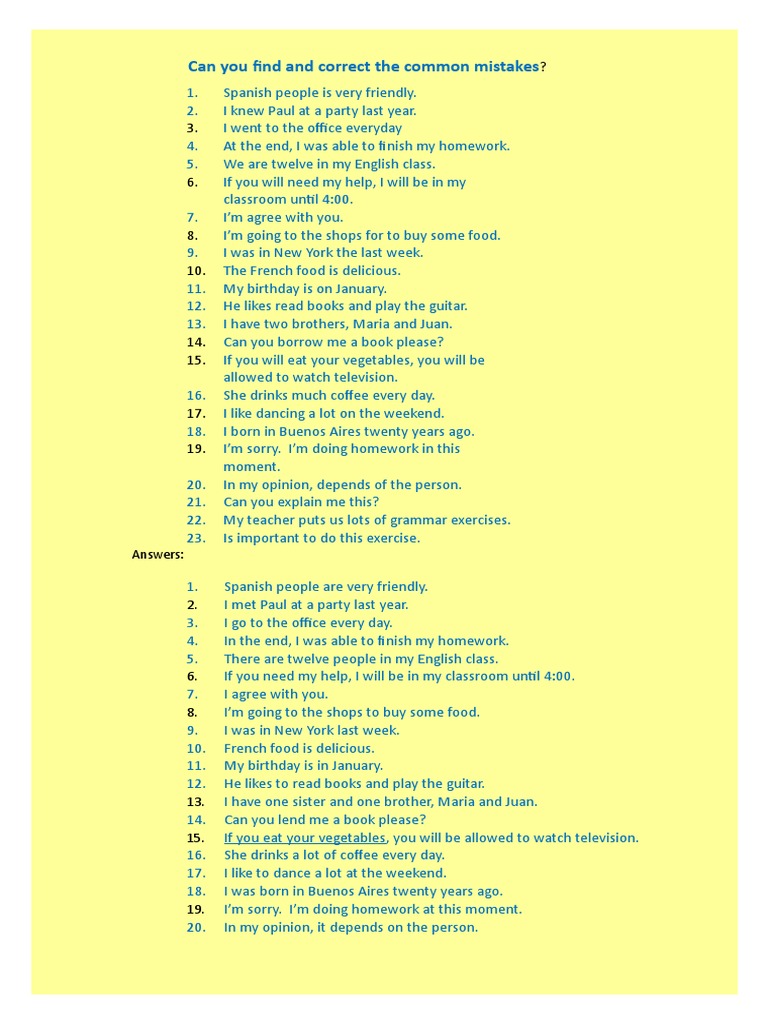 Common English Error Corrections | PDF | Foods