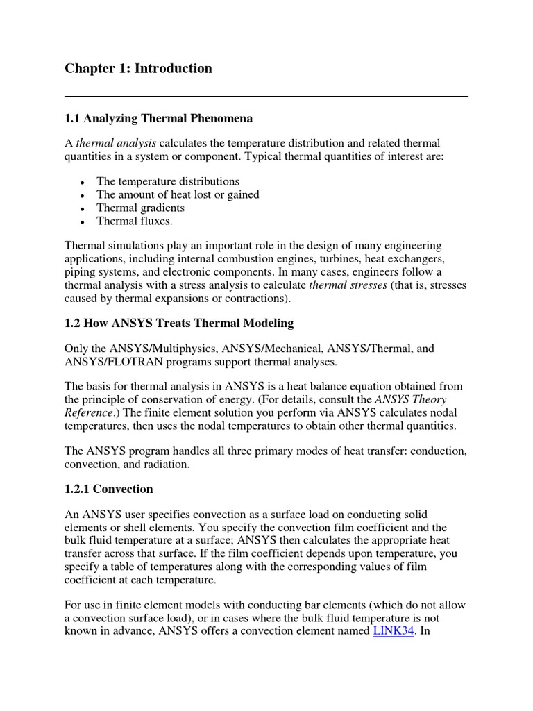 ANSYS Thermal Analysis Overview | PDF | Heat | Heat Transfer