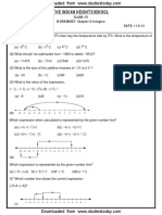 CBSE Class 6 Integers Worksheet