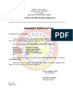 Barangay Certification: Office of The Punong Barangay