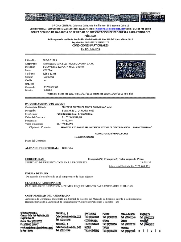 Poliza de Seguro | PDF | Póliza de seguros | Gobierno