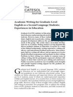 Academic Writing For Graduate-Level English As A Second Language Students: Experiences in Education