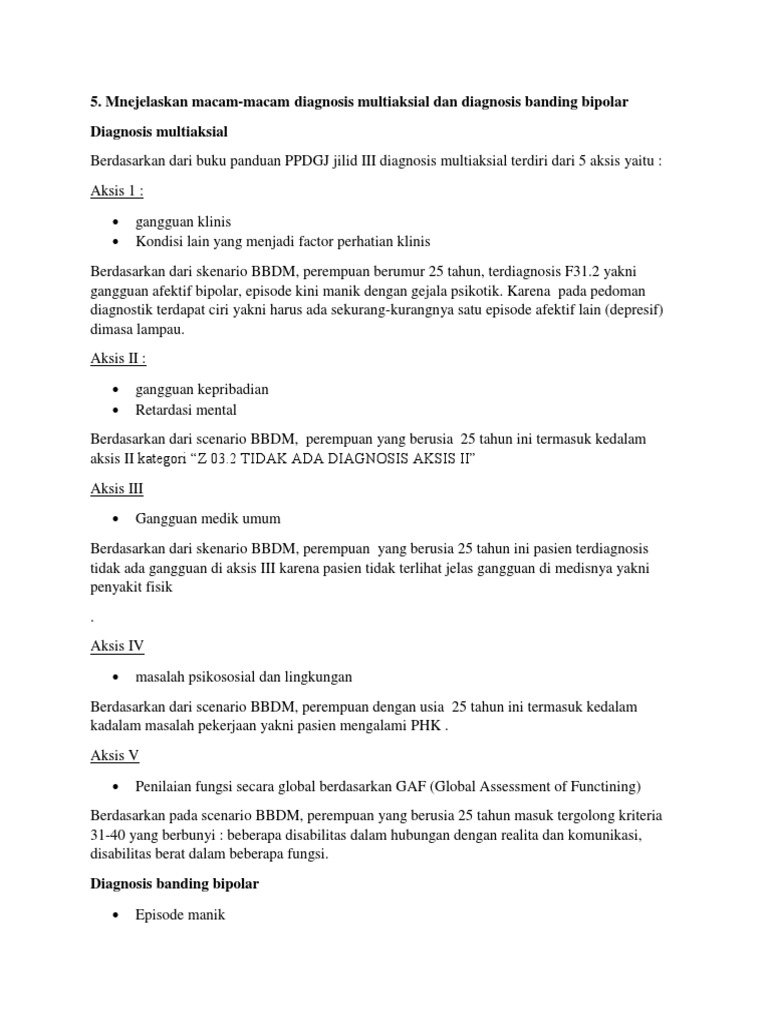 Diagnosis Multiaksial Bipolar F31.2 | PDF