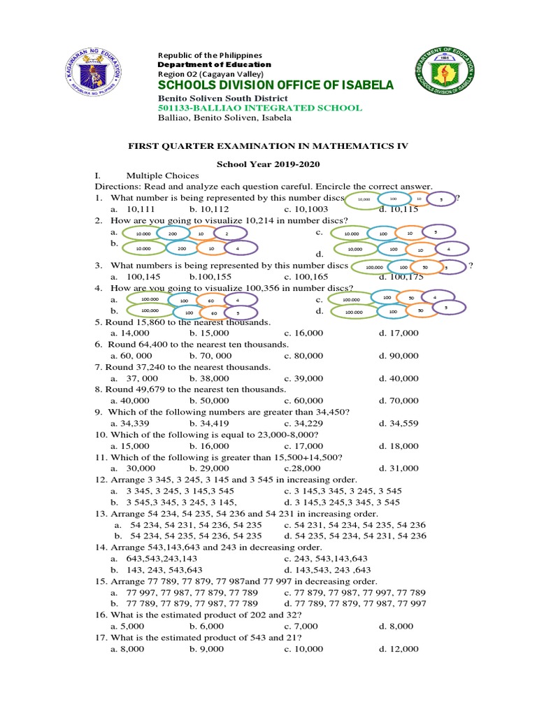 Test Questions in Math 4 | PDF | Teaching Mathematics | Business