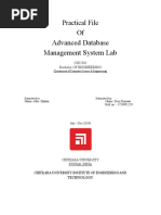 Practical File of Advanced Database Management System Lab: CSP2301 Bachelor of Engineering