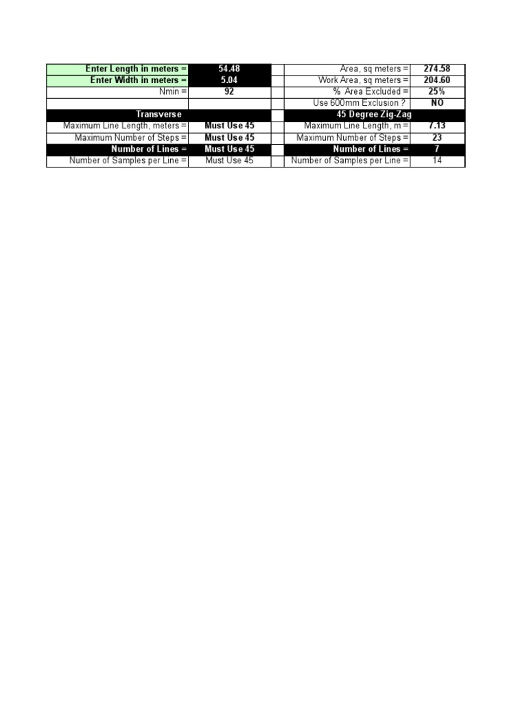 Area and Sampling Calculation Guide | PDF