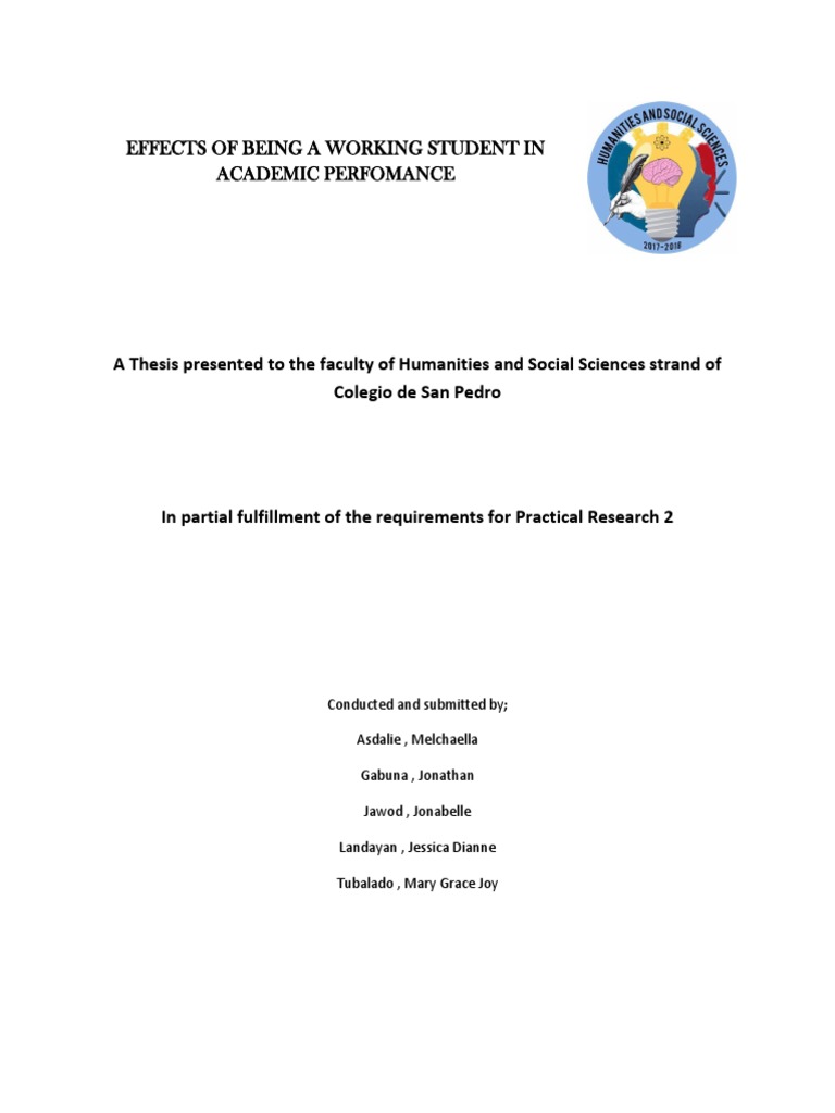 Effects Of Being A Working Student In Academic Perfomance Tunay PDF