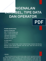 Pengantar Variabel, Tipe Data dan Operator