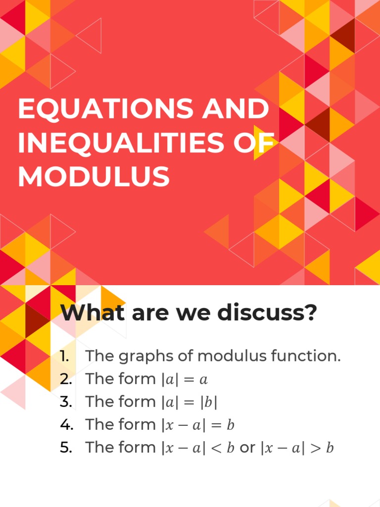Equations and Inequalities of Modulus | PDF | Function (Mathematics ...