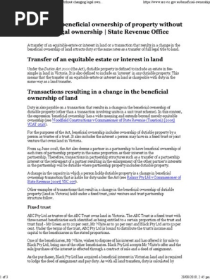 Changes in Beneficial Ownership of Property Without Changing Legal Ownership _ State Revenue Office