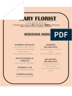 Mary Florist: Wedding Menu