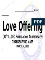 Love Offering: (30 LLGEC Foundation Anniversary)