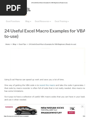 24 Useful Excel Macro Examples For Vba Beginners Ready To Use Visual Basic For Applications Microsoft Excel