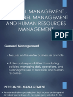 General Management, Personnel Management and Human Resources Management