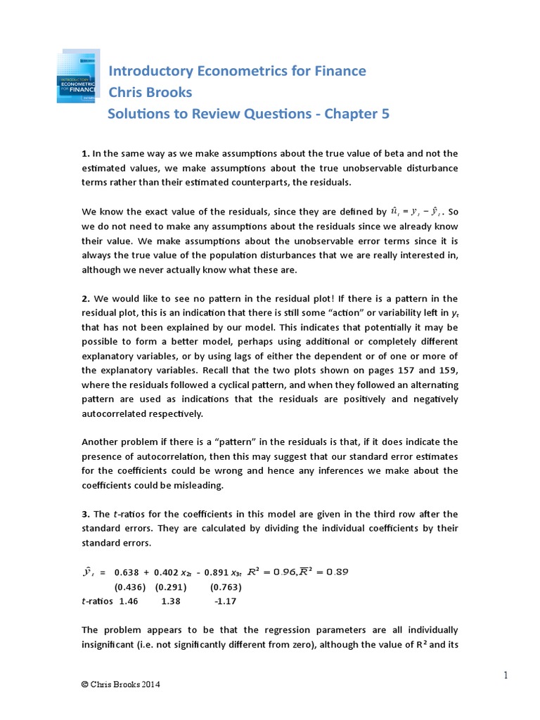 Introductory Econometrics For Finance Chris Brooks Solutions