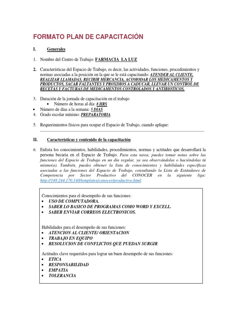 Formato de Plan de Capacitación | PDF | Business