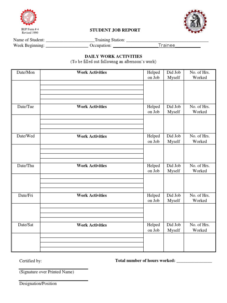 Daily Work Activity Log | PDF | Career & Growth | Business