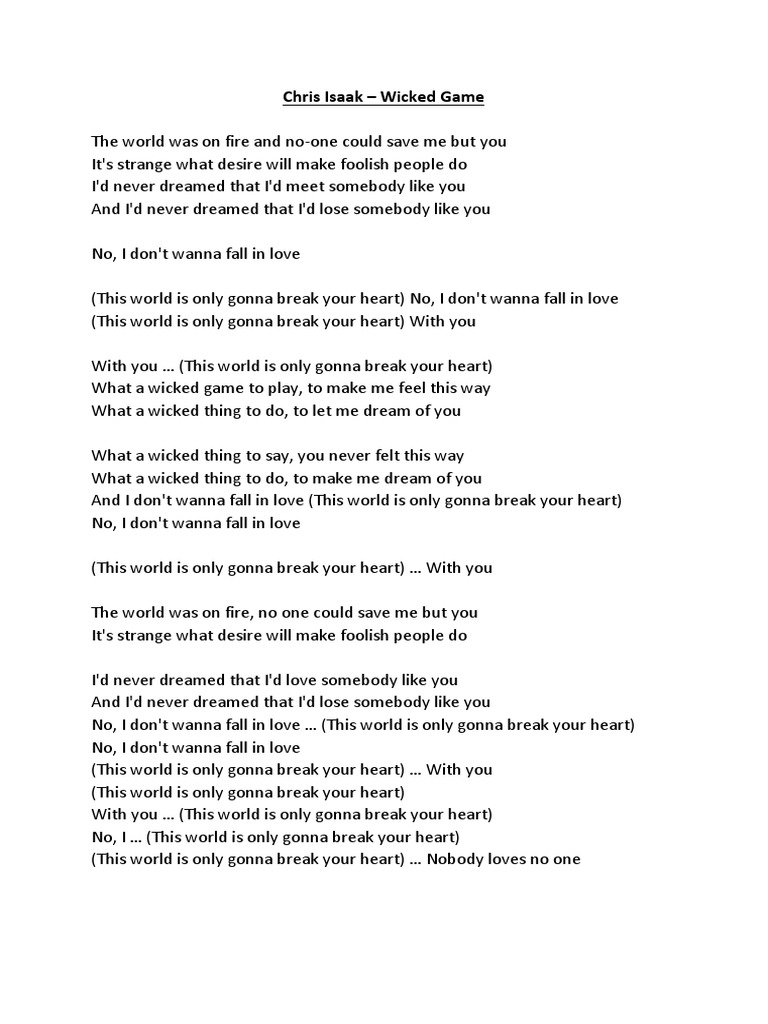 Chris Isaak Wicked Game PDF