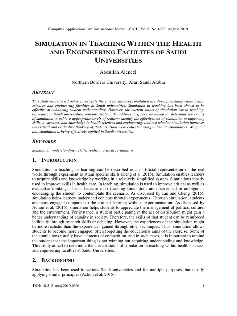 Simulation in Saudi Health and Engineering Education | PDF | Simulation ...