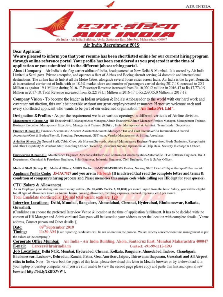 Air India Letter | PDF | Airlines | Business