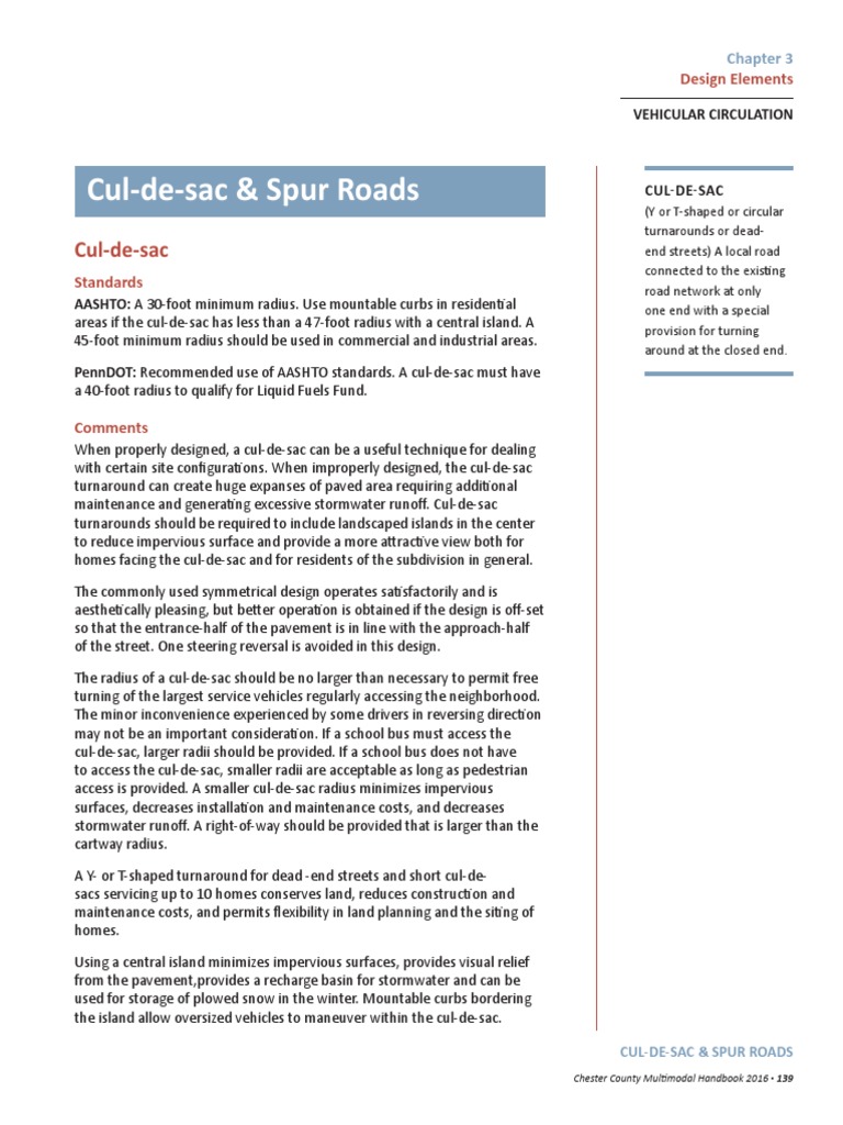 Cul-de-Sac Design Standards and Guidelines | PDF | Road | Traffic