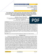 Glocalizing The African Society Through Mami Water Belief System in Igbe Cult Traditional Religion: Projecting Spirituality and Spirit Possession in Aguleri Cosmology