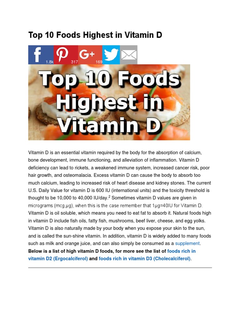 Top 10 Victim D Food Items PDF Vitamin D Food And Drink