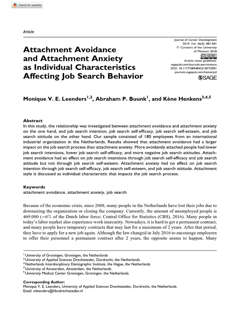 Career Development Journal | PDF | Attachment Theory | Self Efficacy