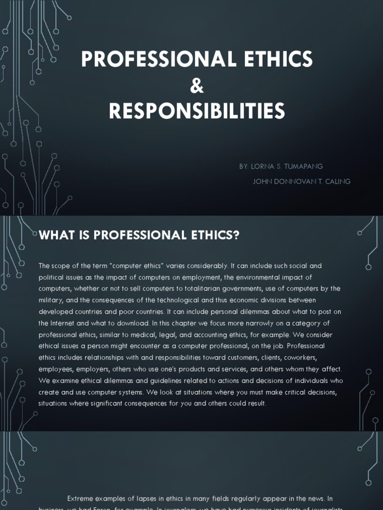 Professional Ethics and Responsibilities | PDF | System | Computer Security