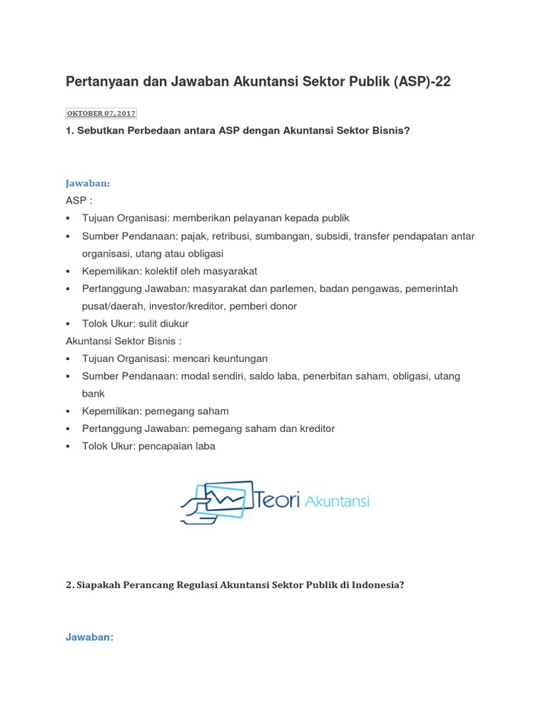 Pertanyaan Dan Jawaban Akuntansi Sektor Publik