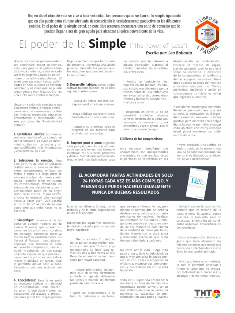 El - Poder - de - Lo - Simple - Leo Babauta PDF | PDF | Vida