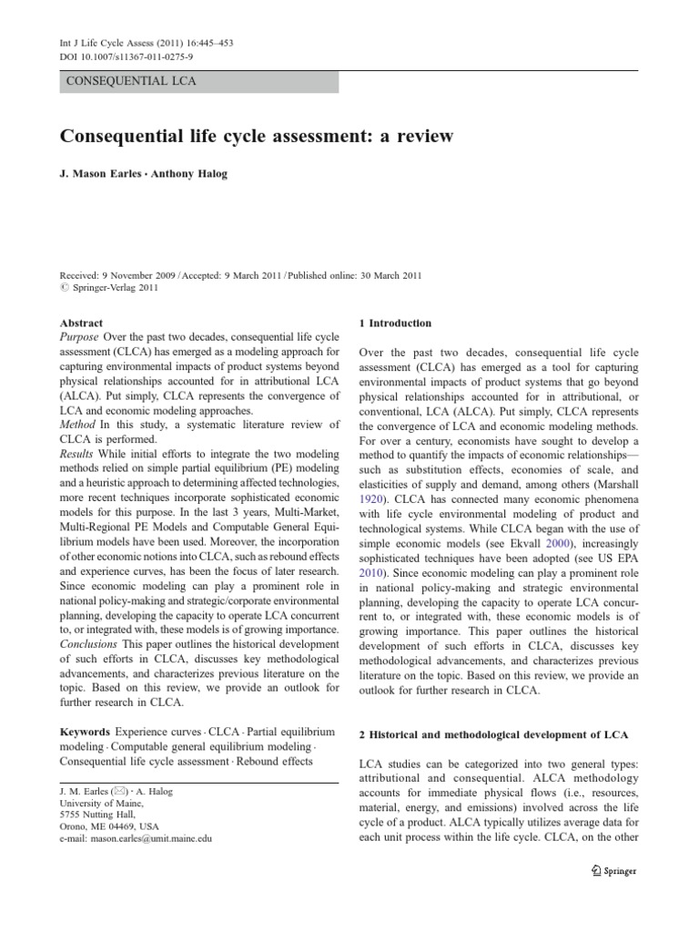 Consequential Life Cycle Assessment: A Review | PDF | Life Cycle ...