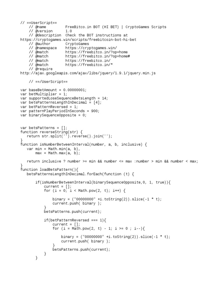 FreeBitcoin BOT (HI BET) - CryptoGames Scripts - User | PDF | Computing
