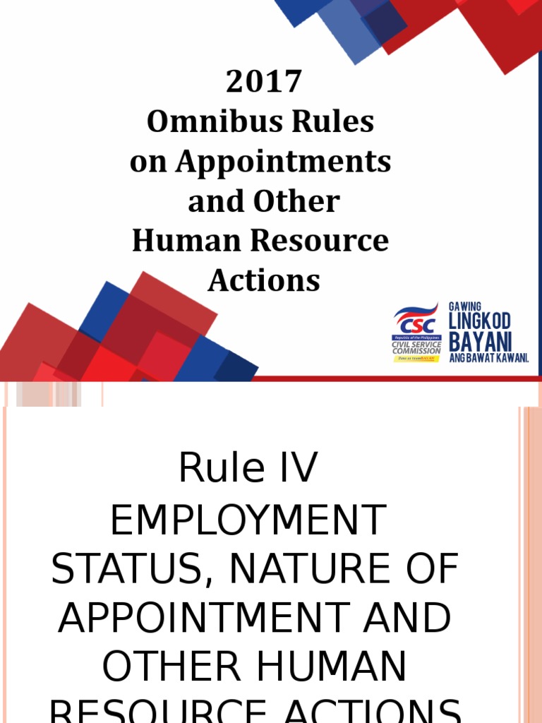 2017 Omnibus Rules on Appointments and Other Human Resource Actions