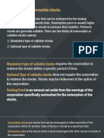 Callable Redeemable Stocks & Dividend Types