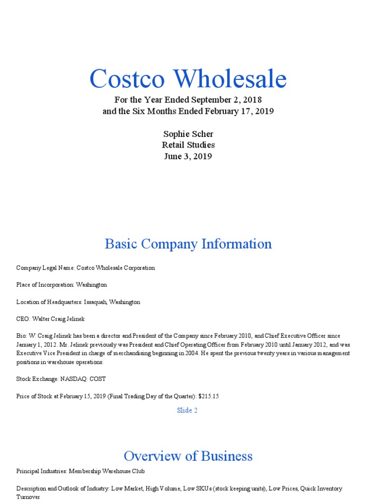 Costco Financial Analysis PDF Revenue Costco