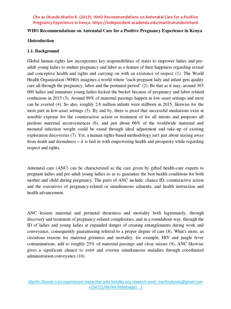 WHO Antenatal Care Guidelines in Kenya | PDF | Maternal Death ...