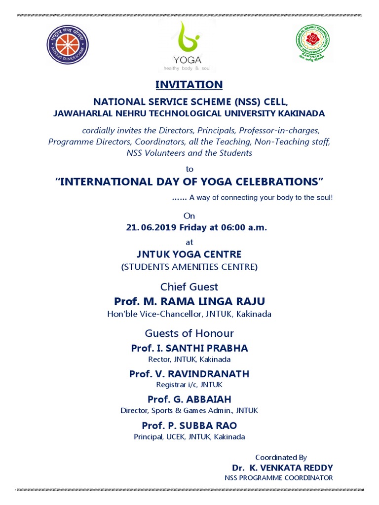 Invitation: National Service Scheme (NSS) Cell | PDF | Wellness ...