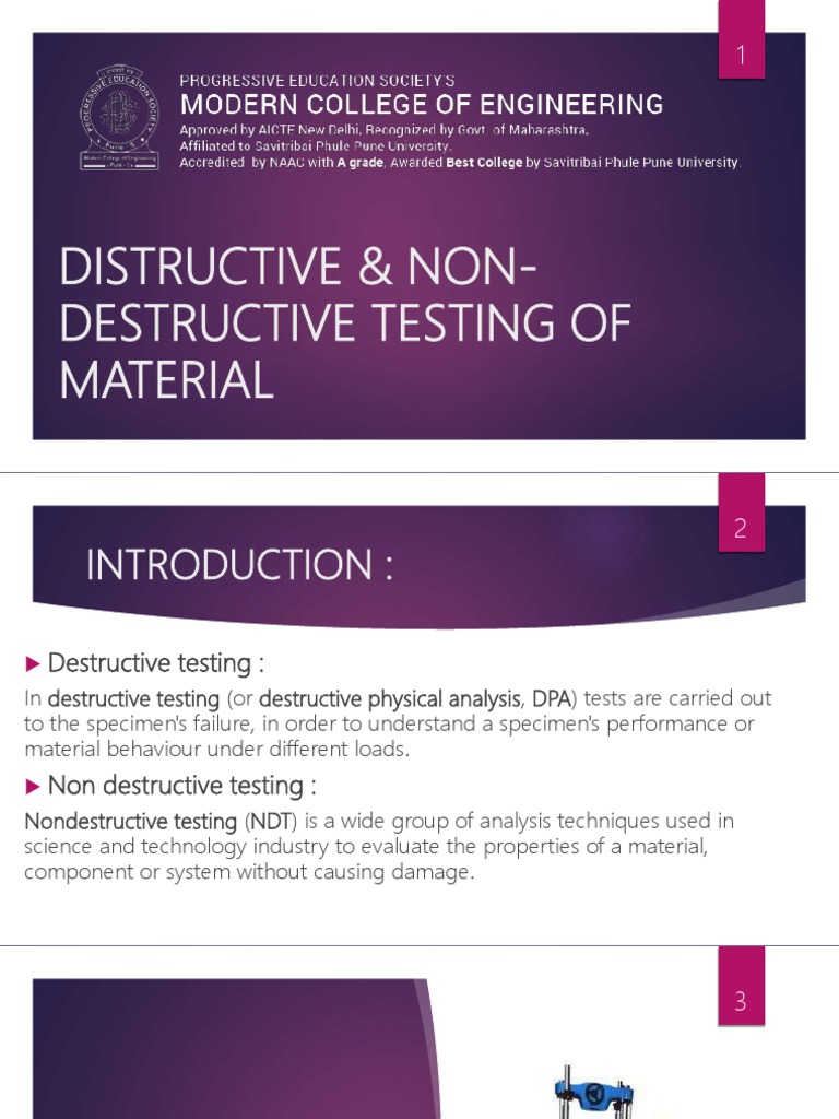 Destructive vs. Nondestructive Testing | PDF | Nondestructive Testing ...
