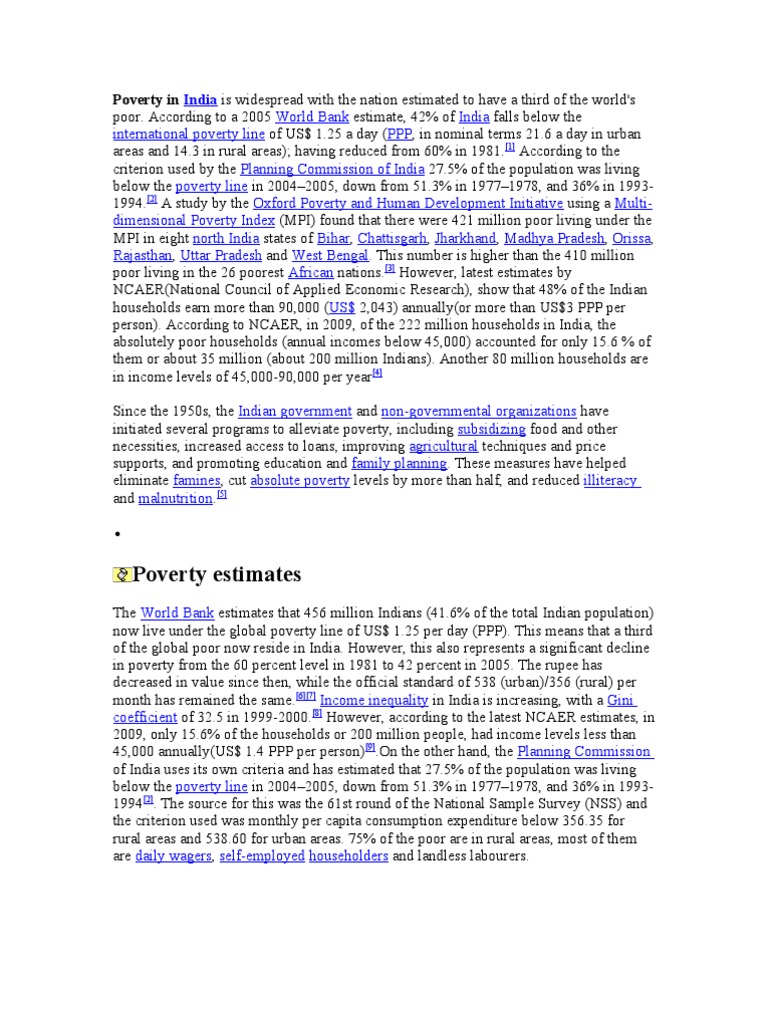 Poverty Statistics in India | PDF | Poverty Threshold | Poverty