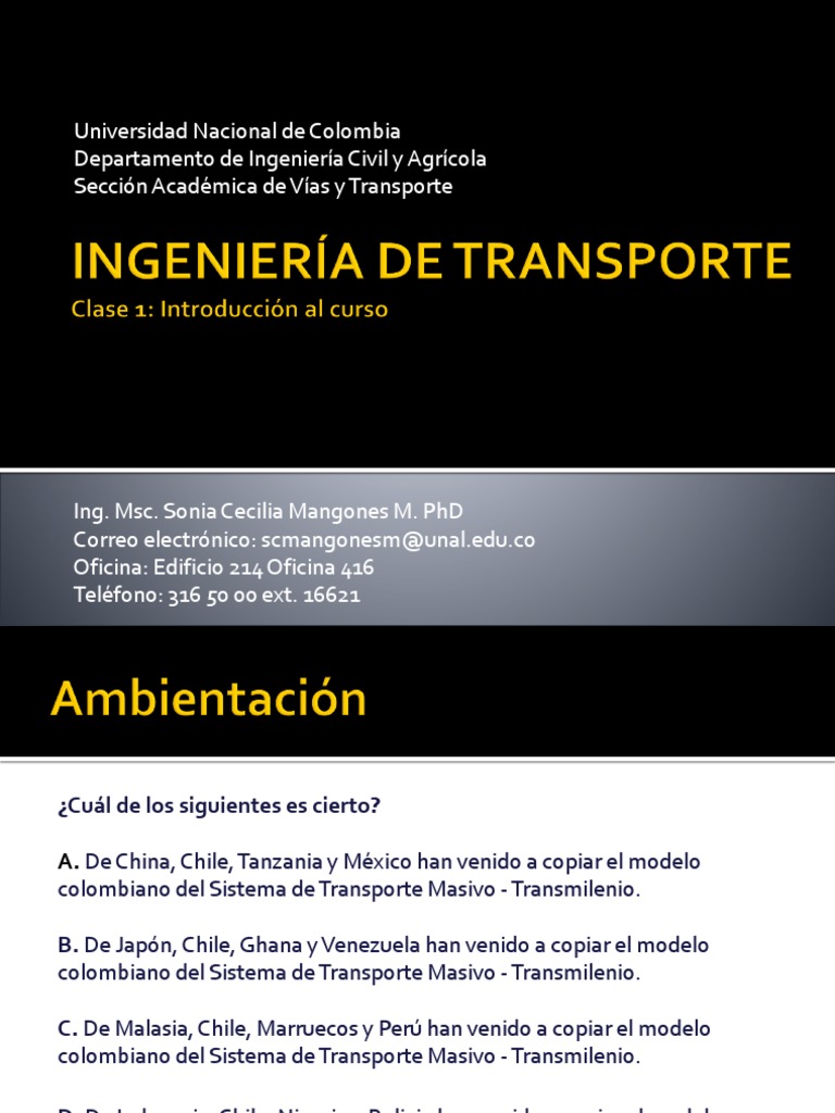 Modelos y Definiciones de Transporte en Colombia | PDF | Transporte ...