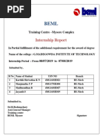 Internship Report: Training Centre - Mysore Complex