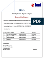 Internship Report: Training Centre - Mysore Complex