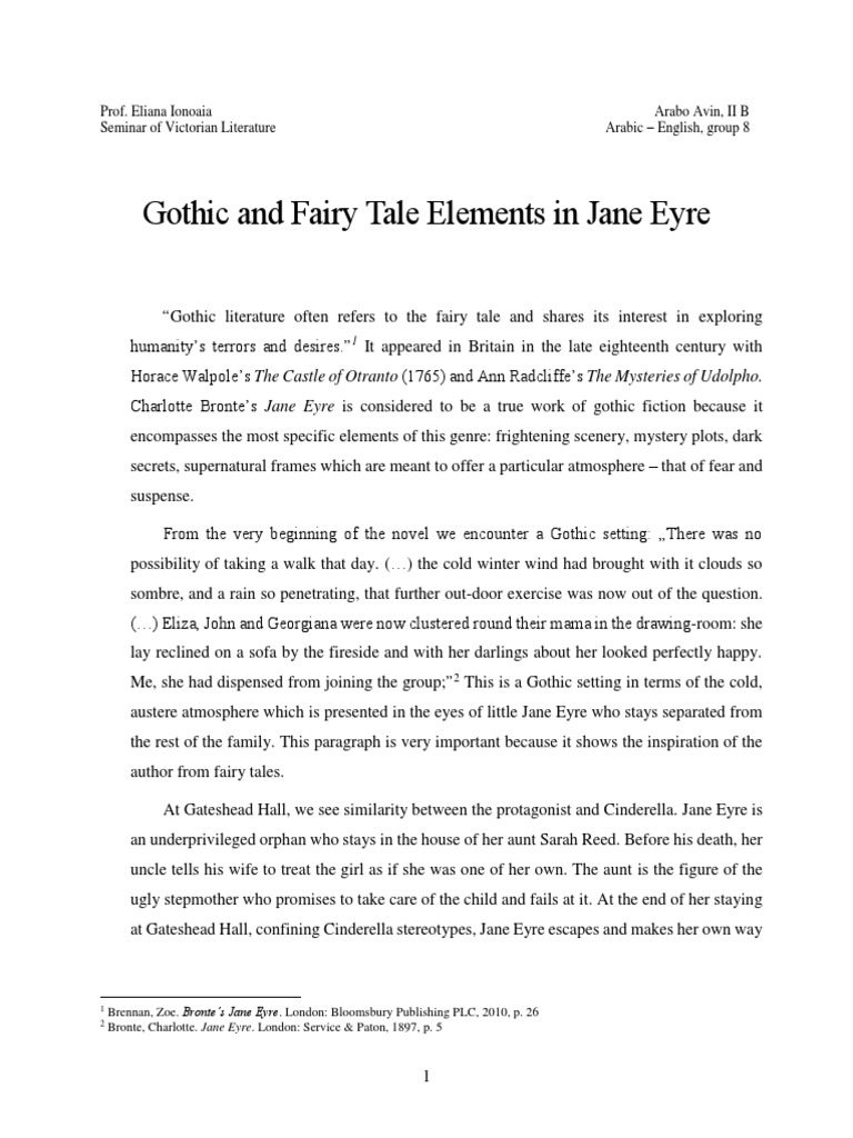 Gothic and Fairy Tale Elements in Jane E PDF Jane Eyre Gothic Fiction