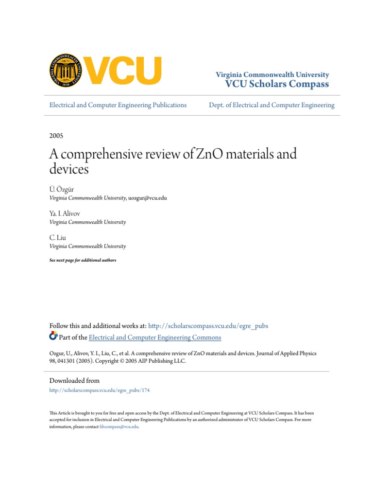 A Comprehensive Review of ZnO Materials and Devices PDF | PDF | Zinc ...