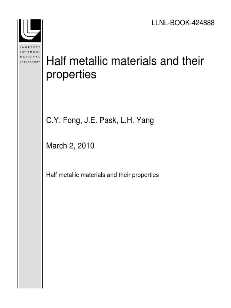 Half Metallic Materials Overview | PDF | Semiconductors | Materials Science
