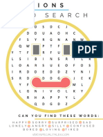Emotions Word Search Puzzle with Solution
